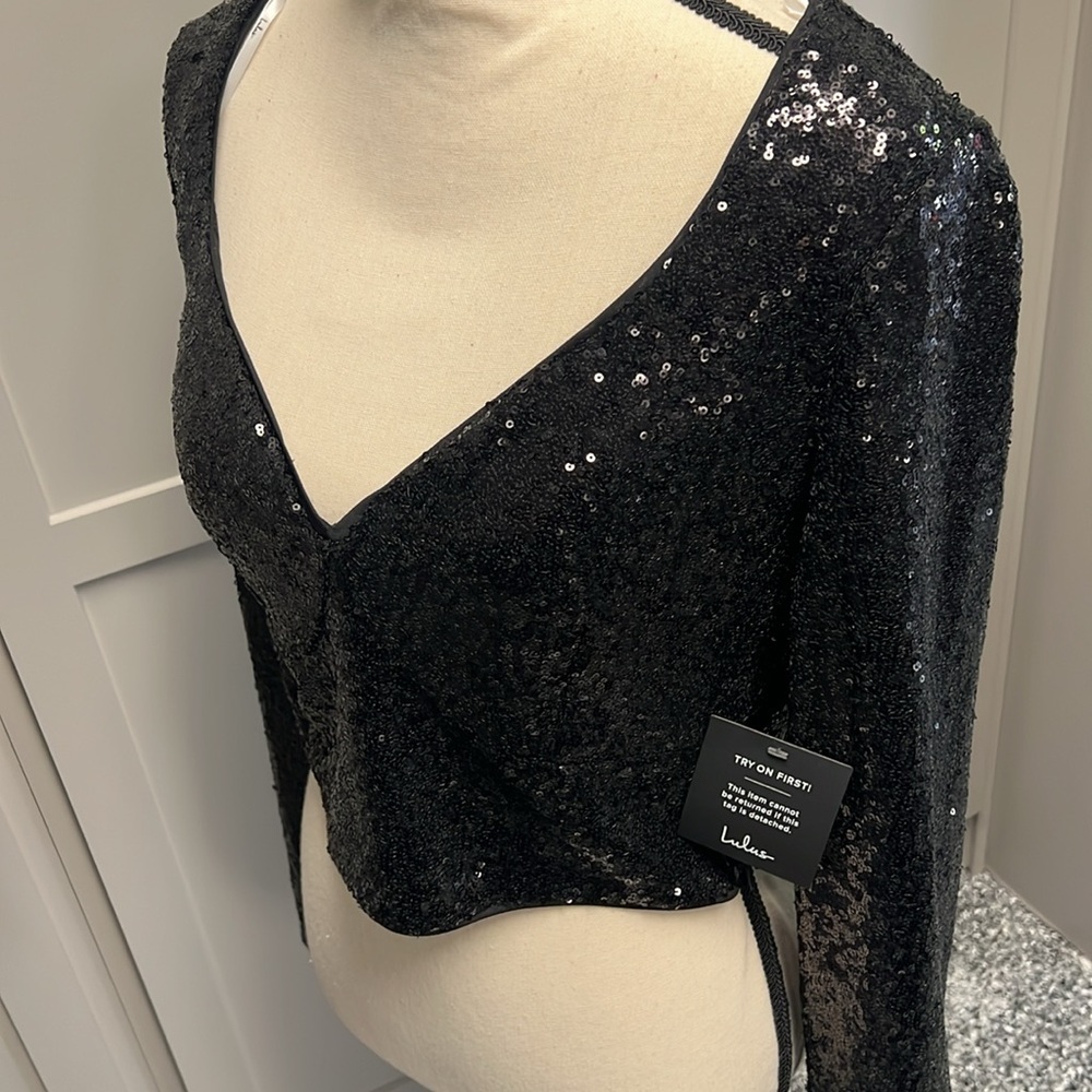 Black Sequin Top - image 3